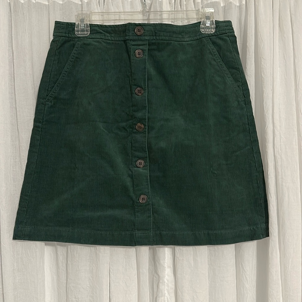 J. Crew Green Corduroy Skirt
